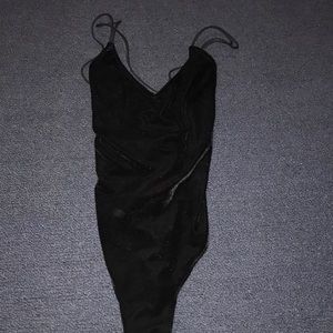 Black velvet body suit